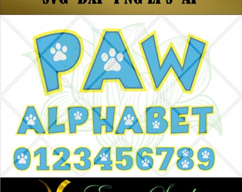 2 Alphabet svg Paw,Letters And Numbers svg,Dog Alphabet svg,Design Studio,Cricut Downloads, Cricut Files svg, Cricut svg, Cutting Files svg,