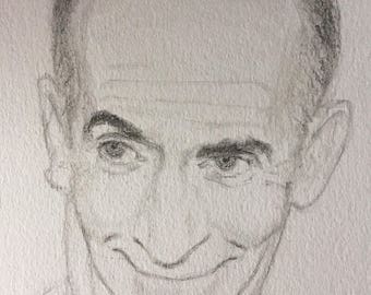 Portrait of Louis De Funes, pencil on A4 paper, 2017