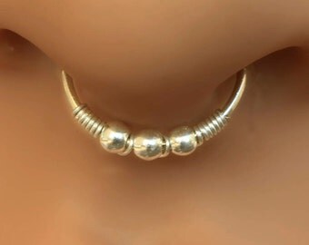Fake Septum Silver,tiny beads septum,faux septum ring,septum 20g,thin faux,septum jewelry,fake piercing ring,clip on fake septum ring