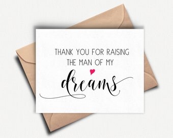 Mother of Groom Card, To My Future Mother in Law Card, Thank You For Raising The Man Of My Dreams Card, Mother In Law Wedding Card, In-Laws