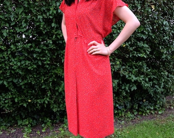 Elevint Japanese Red Chiffon Dress Short Sleeves L