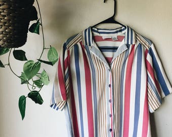 Striped 90's button up blouse