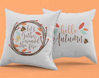 Fall Pillow Cover, Fall Decor, Fall pillow, Thanksgiving, hello Autumn, Let's Gather