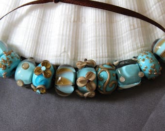 Elizabeth Creations BAHAMAS SANDS artisan lampwork handmade glass beads Sra