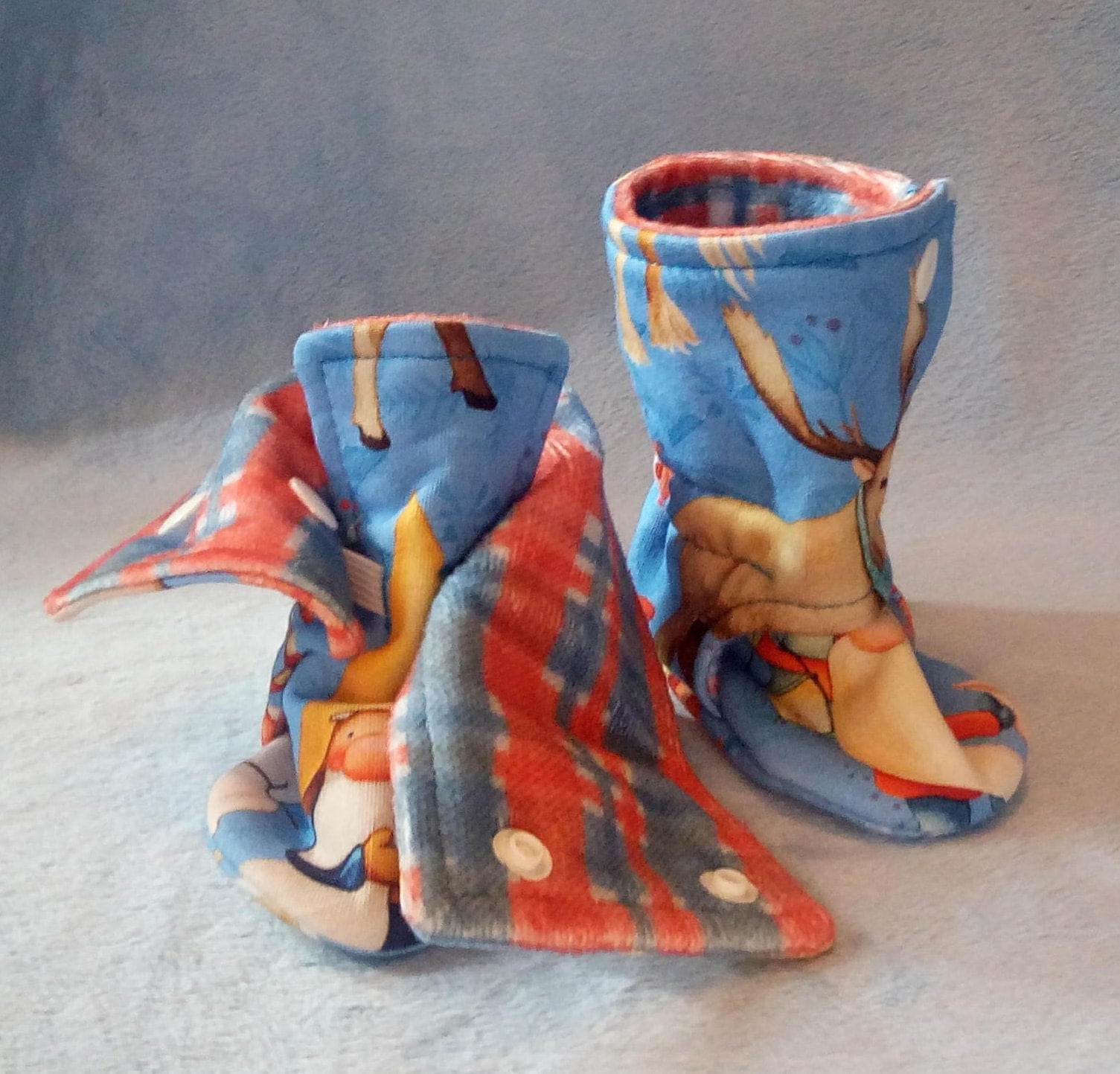 Winter Gnomes: Soft Sole Baby Boots 3-6M Winter Gnomes: Soft Sole Baby Boots 3-6M