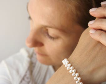 White Freshwater Pearl Bracelet . White Pearl Bracelet Wedding . June Birthstone Jewelry . Love Heals Jewelry - Decca Collection