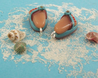 Flip Flops - Handmade Polymer Clay CHARMS with Feet