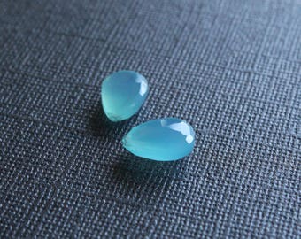 Aqua Chalcedony Briolettes - Matched pair, 14mm