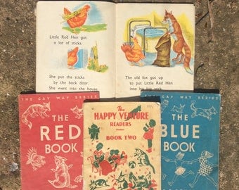 Vintage School Books - 1960s School Books - Gay Way Books - Vintage 50s Books - Teacher Gift - Fox Hen Story Book