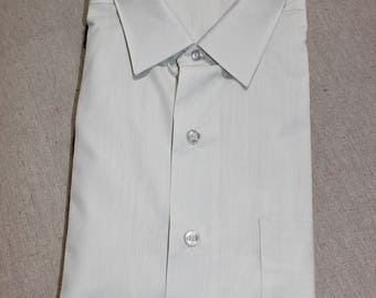 vintage 1960's -Archdale 'Perform'- Men's long sleeve shirt. 'New old Stock'. Pale Gray Green - Batiste. Large - Extra Large 17 x 34