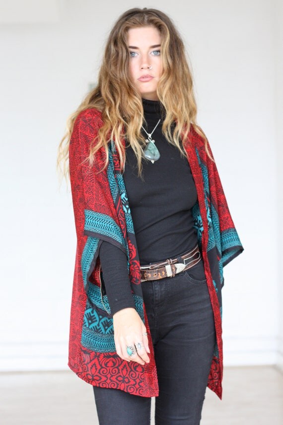 FESTIVE CROP KIMONO - Silk Cardigan - Cover Up - Bohemian Kimono - Christmas - Kaftan - Bespoke - 100% silk - Handmade - Gypsy - Christmas