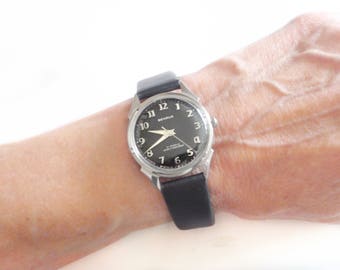 Mid Century Benrus Watch - 3051 Series - 17j - Arabic Numerals - Fancy Lugs - Stainless Steel - Waterproof - Shock Proof - Dust Proof - Box