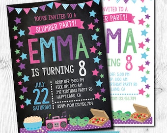 Pajama party Invitation, Sleepover Invitation, Slumber party invitation, Sleep Over Party, DIGITAL Invitation, 2 options