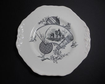 Antique Aesthetic Black Transferware Plate