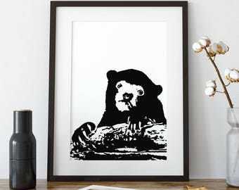 Confession Bear Meme Art Print, Minimalist Poster, Wall Art Decor, Funny Poster, Advice Animals Bear, Malayan Sun Bear,