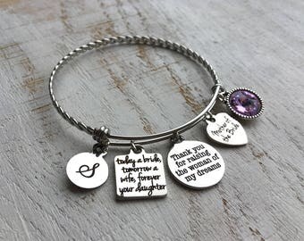 Wedding gift for MOTHER-of-the-Bride Gift from Daughter Mother-in-Law Bracelet Wedding Gift Mother-of-the-Groom gift from Bride Bangle
