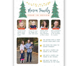Year in Review Card Template, Christmas card template, Holiday card template