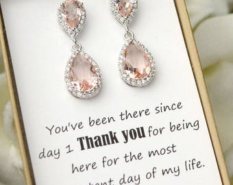Bridesmaid Earrings Bridal Earrings Wedding Earrings Crystal Teardrop Earrings Bridesmaid Bridal Jewelry Bridesmaid Gift blush champagne