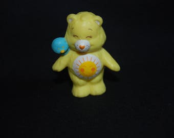 Care Bears funshine bear pvc toy miniature figure , Vintage 1983 collectible figurine , Care Bears Miniature
