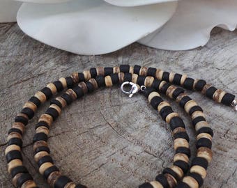 Mens beaded necklace. Men's surfer necklace.Surfer necklace. Mens coco shell necklace. Mens wood bead necklace.Bohemian men's necklace.