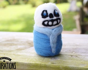 Needle Felted Sans // Undertale // Handmade Sculpture // Miniature Sans // Merino Wool