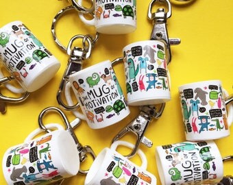 Mini Mug key ring - keyring gift - gift - mug of motivation - keychain - Katie Abey Design - PMA - positive thinking - small gift