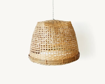 Bamboo Pendant Lamp, Woven Bamboo Pendant Light, Bamboo Basket Lampshade