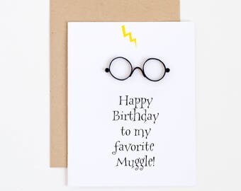 harry potter card - muggle card - geek nerd birthday card - harry potter inspired fan fandom card - wizard birthday card - hogwarts fantasy