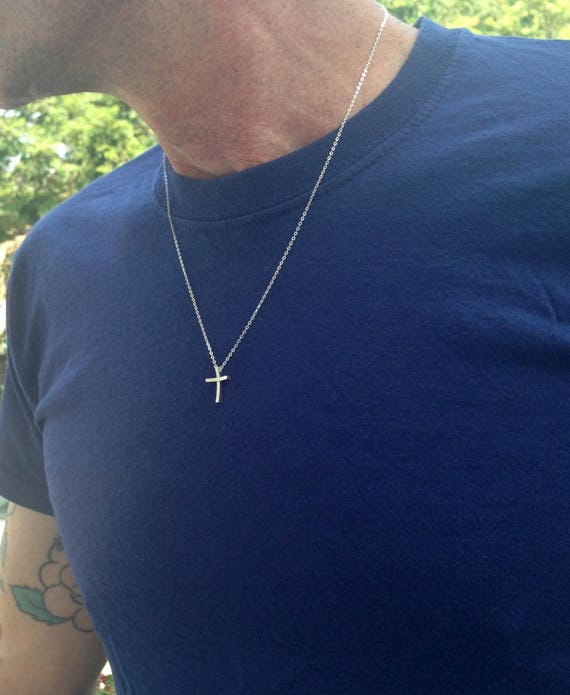 Mens necklace Man silver cross Cross pendant for men