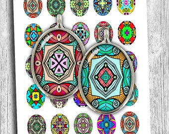 Colorful Abstact Ovals Digital Cabochon 13x18mm 30x40mm 22x30mm 18x25mm Pop Art Ovals Digital Collage Sheet Instant Download