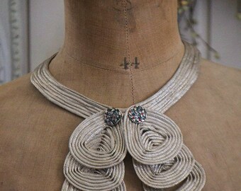 French antique silver collar, Metal trimmings, 1920S