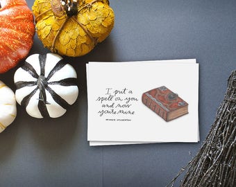 i put a spell on you hocus pocus greeting card // fall greeting card// happy halloween card// greeting card friend // witches spell book