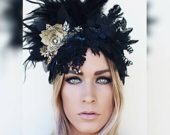 Black lace facinator