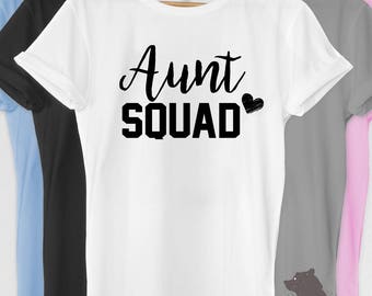 Aunt Squad Shirt Tshirt V-neck Tank T-shirt Tee Pregnancy Announcement Grandparents Reveal est. 2017 Baby Shower Auntie to Be Gift idea