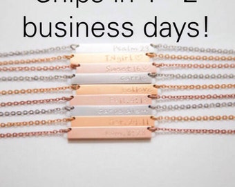 Personalized Bar Necklace - Minimal Necklace - Gift For Her - Bible Verse - Scripture Necklace - Girlfriend Gift - Rose Gold Necklace