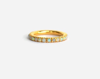 opal ring, opal engagement ring, opal wedding band, anniversary ring, opal wedding ring, pave opal ring, 14k gold wedding band