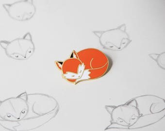 Sleepy Fox Enamel Pin