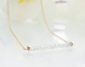 Bead Choker Dainty Choker Aquamarine Necklace Short Layering Necklace Tiny Gemstone Necklace Tiny Necklace Aquamarine Jewelry Chain Choker