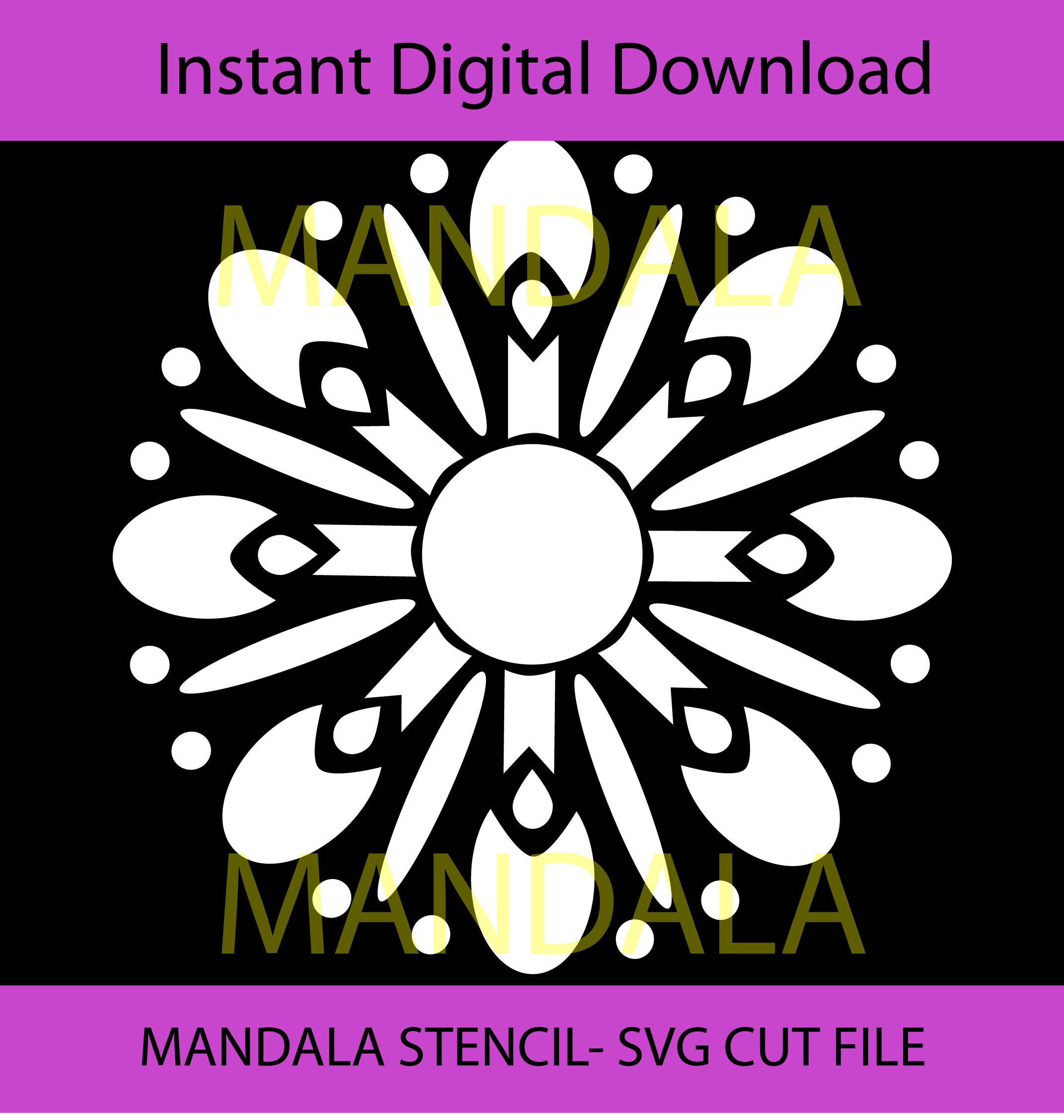 Download Stencil MANDALA SVG Cut file Clipart DIGITAL Stencil Flower