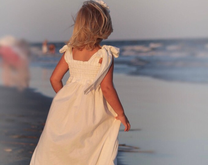Full Length Baby Dress - White Baptism Dress - Maxi Dress - Flower Girl Dress - Beach Wedding - 2T Flower Girl Dress - 12 months to 2T