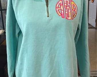 Monogrammed 1/4 Zip Comfort Colors Sweatshirt