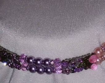 Pink, Purple, Lavender Pearly Beaded Browband for Horse Bridle. Fancy, Bling English or Dressage Browband Or For Western Headstall
