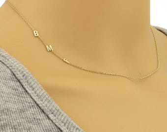 5mm, Sideways Initial Necklace, Initial Necklace, Personalized Necklace, Sterling Silver, Dainty Necklace, Personalized Gifts, Gifts for Her