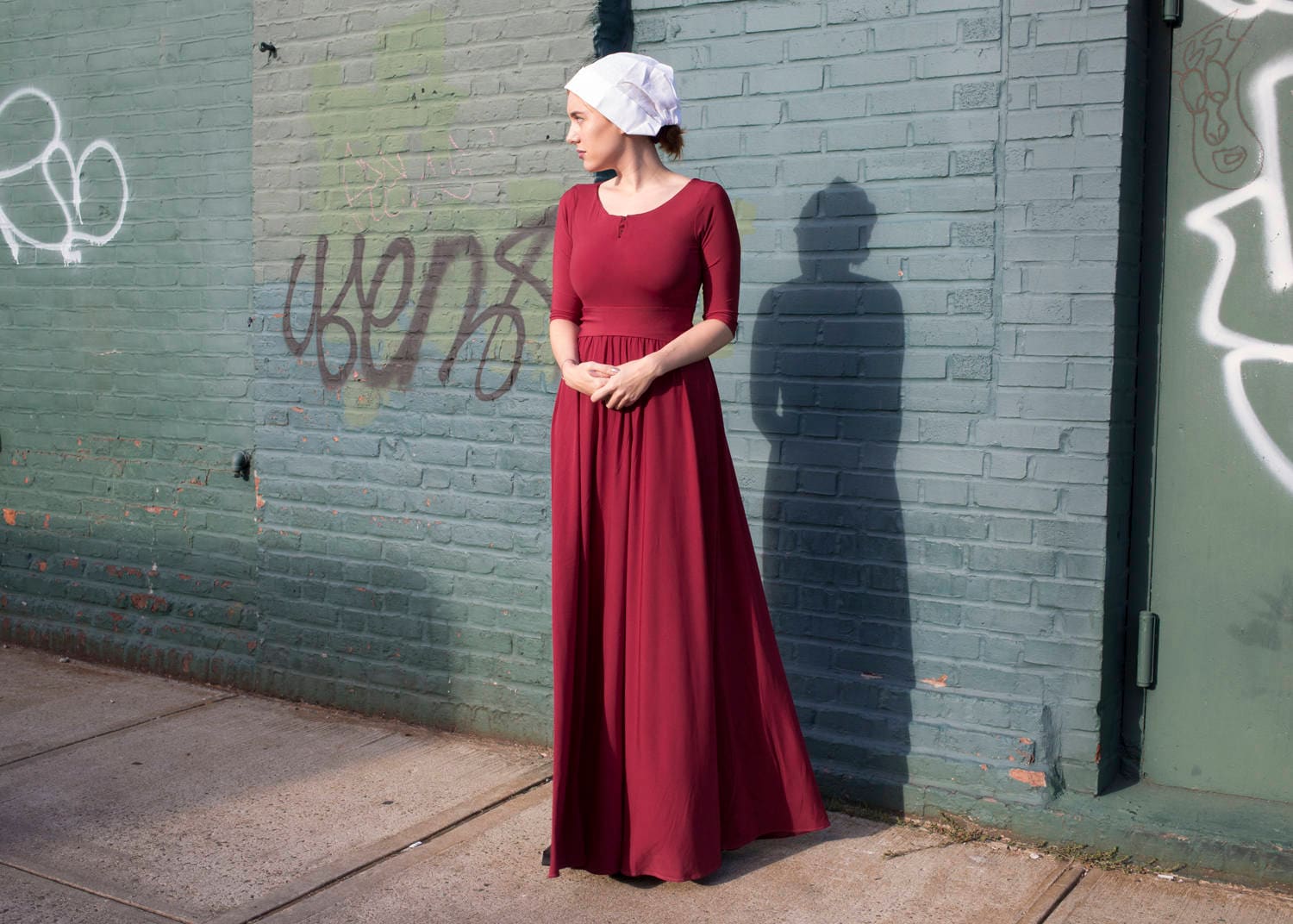 Handmaids Tale Costume Burgundy Red dress from