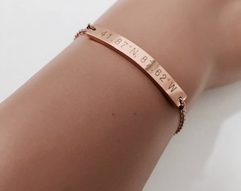 bar bracelet, coordinate bracelet ,rose gold bracelet, bracelet,gift idea, bridesmaid gift,