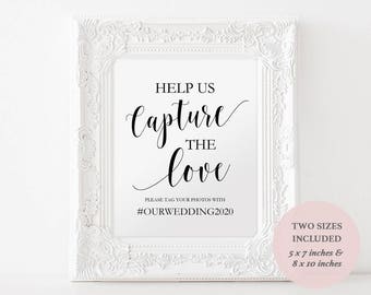 Printable Hashtag Sign - Wedding Social Media Sign - Instagram Sign - Capture the Love Sign - Instant Download - 8x10 and 5x7 - #GD0114