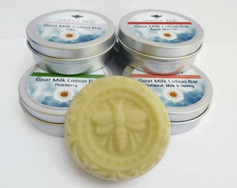 Goat Milk Lotion Bar, Solid Lotion Bars, Beeswax Lotion, Cupuaca Butter, Jojoba Oil, Moisturizer, Hard Lotion Bar, 2 oz Tin, Gift for Her