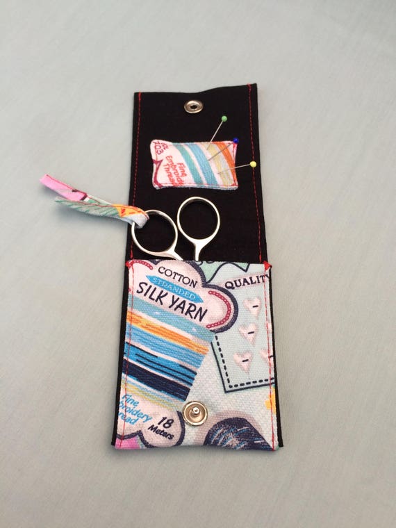 Embroidery Print Scissor Case with Pincushion Stainless