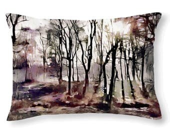 Earthy Woodland Rectangular Throw Pillow Rustic Trees Watercolor Landscape Home Decor Spring Morning Mist Earthy Woodland Rectangular Throw Pillow Rustic Trees Watercolor Landscape Home Decor Spring Morning Mist