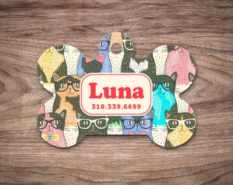 Cat Tag Cats Dog Tag for Collar Cute Pet ID Tag Custom Cat Name Tag Wood Kitten Tag Personalized Dog ID Tag Custom Pet Tag for Cat